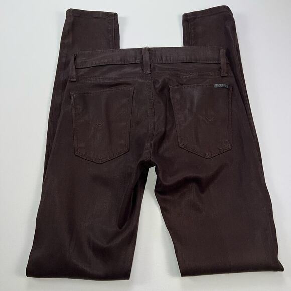 Hudson Krista Super Skinny Low Rise Chocolate Brown Coated Jeans Size 25 - Picture 8 of 12